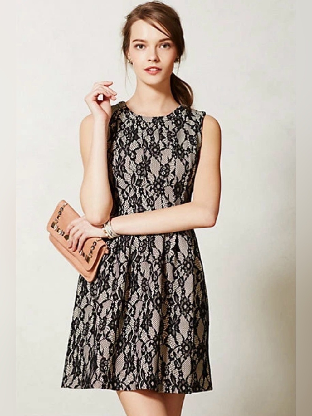 Anthropologie HD in Paris Violante Lace Fit & Flare Dress Small Formal Cocktail